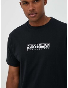 Pamučna majica Napapijri S-Box boja: crna, s tiskom, NP0A4H8S0411