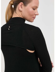 Vuneni pulover Patrizia Pepe za žene, boja: crna, lagani, s poludolčevitom