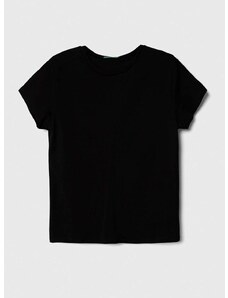 Dječja pamučna majica kratkih rukava United Colors of Benetton boja: crna, glatki model