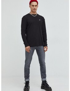 Pamučni pulover Tommy Jeans za muškarce, boja: crna, lagani