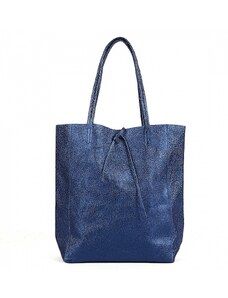 Luksuzna Talijanska torba od prave kože VERA ITALY "Bludesta", boja boja traperica, 37x36cm