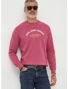 Pamučna dukserica Pepe Jeans Medley za muškarce, boja: ružičasta, s tiskom