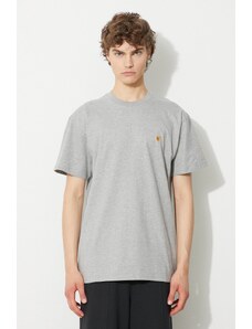 Pamučna majica Carhartt WIP boja: siva, glatki model, I026391.Grey.H-Grey.Heat