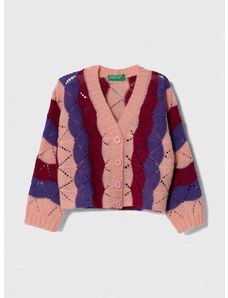Kardigan s primjesom vune United Colors of Benetton boja: ružičasta, lagani