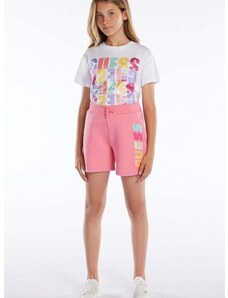 Dječje kratke hlače Guess boja: ružičasta, s aplikacijom, podesivi struk