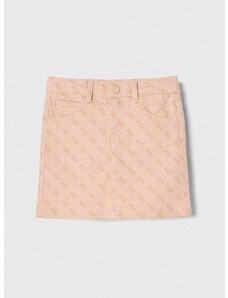 Dječja traper suknja Guess boja: ružičasta, mini, ravna