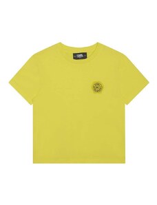 Dječja pamučna majica kratkih rukava Karl Lagerfeld boja: žuta, s tiskom
