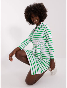 Fashionhunters Basic white and green dress with collar