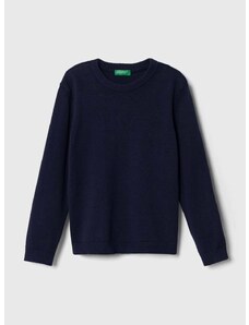 Dječji pamučni pulover United Colors of Benetton boja: tamno plava, lagani