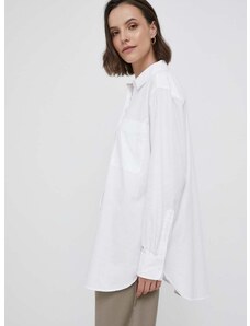 Pamučna košulja Tommy Hilfiger za žene, boja: bijela, relaxed, s klasičnim ovratnikom