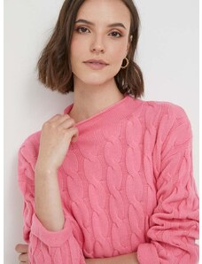 Pulover s dodatkom vune United Colors of Benetton za žene, boja: ružičasta, s poludolčevitom