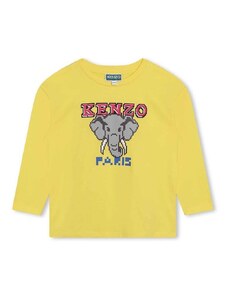 Dječja pamučna majica dugih rukava Kenzo Kids boja: zelena, s tiskom