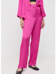 Hlače MAX&Co. za žene, boja: ružičasta, široke, visoki struk