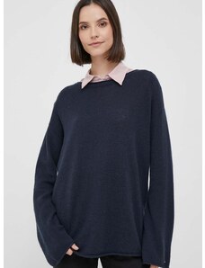 Vuneni pulover Tommy Hilfiger za žene, boja: tamno plava