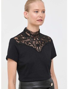 Pamučna majica Morgan za žene, boja: crna, bez uzorka
