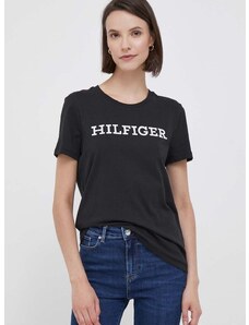 Pamučna majica Tommy Hilfiger boja: crna