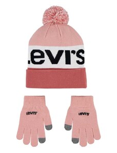 Dječja kapa i rukavice Levi's boja: ružičasta