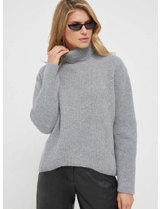 Vuneni pulover Pinko za žene, boja: siva, s dolčevitom