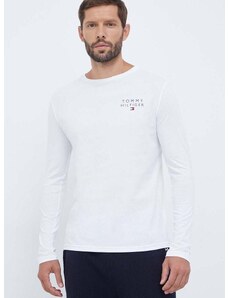 Homewear pamučna majica dugih rukava Tommy Hilfiger boja: bijela, bez uzorka