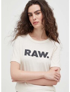 Pamučna majica G-Star Raw boja: bež