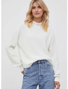 Pamučni pulover Calvin Klein Jeans boja: bež, s poludolčevitom