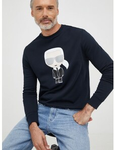 Pamučna dukserica Karl Lagerfeld za muškarce, boja: tamno plava, s tiskom