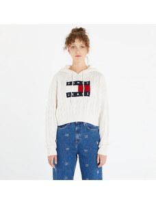 Tommy Hilfiger Tommy Jeans Center Flag Cable Hoodie White