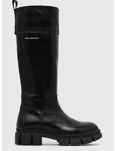 Kožne čizme Karl Lagerfeld ARIA za žene, boja: crna, s platformom, KL43290