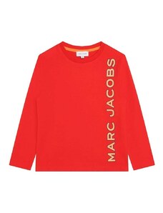 Dječja pamučna majica dugih rukava Marc Jacobs boja: crvena, s tiskom