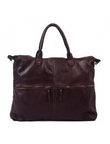 Luksuzna Talijanska torba od prave kože VERA ITALY "Helata", boja tamnocrvena, 37x47cm