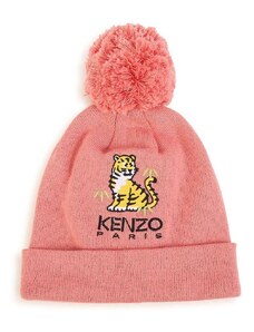 Dječja kapa s dodatkom kašmira Kenzo Kids boja: ružičasta