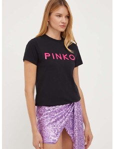 Pamučna majica Pinko boja: crna