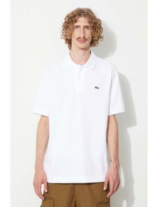 Pamučna polo majica Lacoste boja: bijela, glatki model
