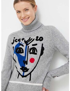 Vuneni pulover Rossignol JCC za žene, boja: siva, s dolčevitom