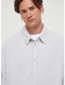 Košulja od samta American Vintage boja: siva, relaxed, s klasičnim ovratnikom