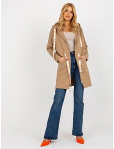 Fashionhunters Camel hoodie with long zipper