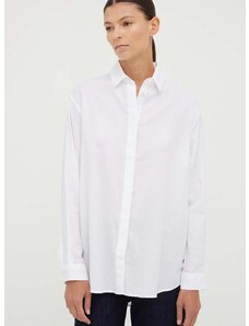 Pamučna košulja Samsoe Samsoe za žene, boja: bijela, relaxed, s klasičnim ovratnikom