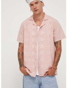 Pamučna košulja Hollister Co. za muškarce, boja: ružičasta, regular