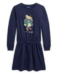 Dječja haljina Polo Ralph Lauren boja: tamno plava, mini, širi se prema dolje