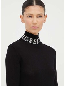 Vuneni pulover Iceberg za žene, boja: crna, lagani, s dolčevitom