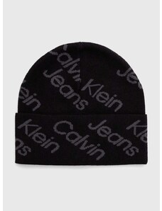 Pamučna kapa Calvin Klein Jeans boja: crna, od tanke pletenine, pamučna