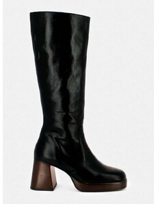 Kožne čizme Jonak BETINA CUIR VIEILLI za žene, boja: crna, s debelom potpeticom, 6001328