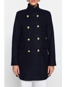 Trendyol Navy Blue Premium zlatni gumb Detaljni kaput s pečatom