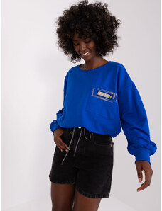 Fashionhunters Short cobalt blue blouse with application