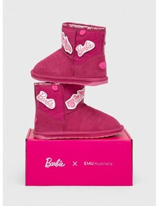 Dječje zimske cipele od brušene kože Emu Australia x Barbie, Wallaby Mini Play boja: ružičasta