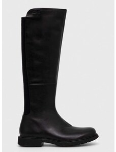 Kožne čizme Camper Neuman za žene, boja: crna, ravni potplat, K400248.003