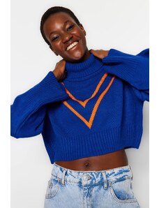 Trendyol plava boja usjeva blok dolčevita pletenina džemper