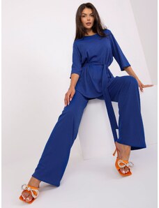 Fashionhunters Cobalt Blue Striped Casual Set with Strap