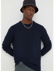 Pamučni pulover Marc O'Polo boja: tamno plava