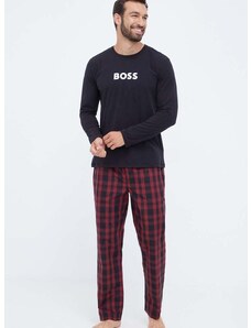 Pidžama BOSS za muškarce, boja: crvena, s uzorkom